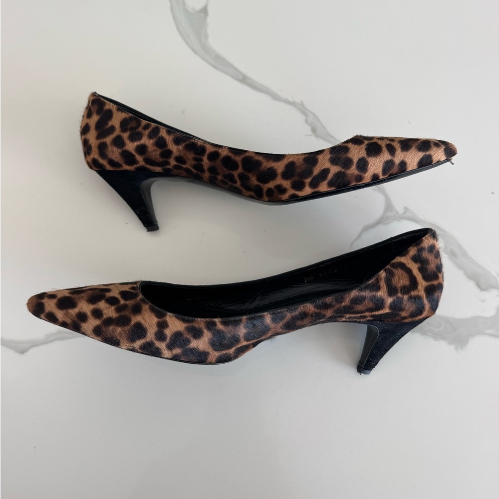 Saint Laurent Brown and Black Leopard Print Heels - Picture 11 of 14